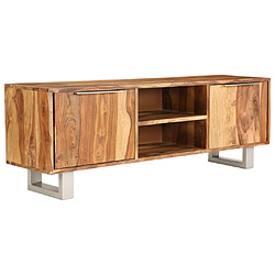 Helloshop26 Meuble télé buffet tv télévision design pratique bois de sesham massif avec finition miel 118 cm 2502161