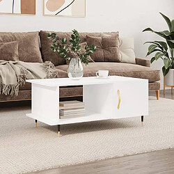 Maison Chic Table basse,Table Console Table d'appoint, Table pour salon blanc 90x50x40 cm bois d'ingénierie -MN44771