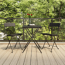 Maison Chic Table de bistro pliable et chaises d'extérieur 3 pcs,Ensemble de bistro de jardin pour relax Noir Résine tressée -GKD879522