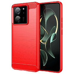 Htdmobiles Coque pour Xiaomi 13T / 13T Pro 5G - housse etui silicone gel carbone + verre trempe - ROUGE