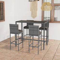 Maison Chic Ensemble de bar de jardin 5 pcs et coussins,Table + chaises + coussins de jardin Résine tressée Gris -GKD325323