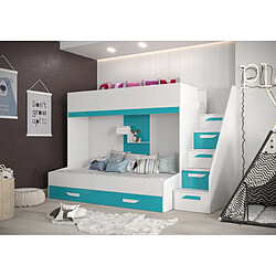 Abiks Meble PARTY 16 Lit superposé 247/165/120 (blanc/turquoise)