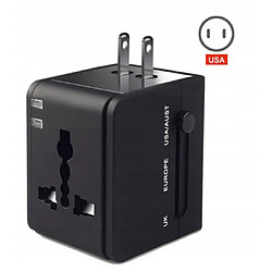 GUPBOO Chargeur adaptateur de voyage 2 USB UK EU US Australie,JL205