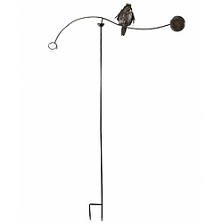 L'Héritier Du Temps Tuteur Tige pour Plantes Motifs Oiseaux ou Mobile de Jardin Rotatif à Planter en Fer Patiné Marron 82x82x144cm