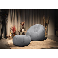 Courtois Laville Fauteuil avec pouf tissu gris clair - FIGO et FAGO 