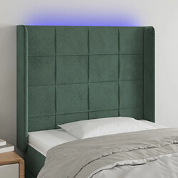 Maison Chic Tête de lit moderne à LED lumineuse pour chambre - Décoration de lit Vert foncé 93x16x118/128 cm Velours -MN81876