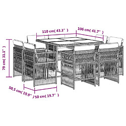 Acheter vidaXL Ensemble à manger de jardin et coussins 9 pcs mélange beige