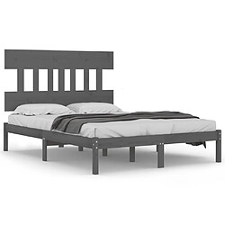 vidaXL Cadre de lit sans matelas gris 120x200 cm bois massif