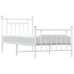 Avis vidaXL Cadre de lit métal sans matelas avec pied de lit blanc 90x200cm