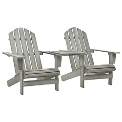 vidaXL Chaises de jardin Adirondack avec table bois de sapin gris