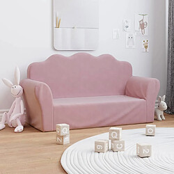 vidaXL Canapé pour enfants 2 places rose peluche douce