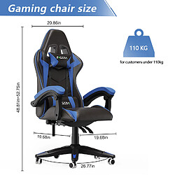 RATTANTREE Chaise de Gaming, fauteuil gaming, avec Lombaire&Appui-Tête Appui, chaise gamer, Ergonomique PU Cuir Chaise Bureau, fauteuil gamer, chaise bureau gaming, Dossier Inclinable à 155, Noir Bleu pas cher