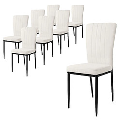 ML-Design Lot de 8 chaises salle à manger en velours doux blanc avec dossier ergonomique