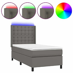 Sommier à lattes et matelas LED,Cadre à lattes de lit pour Adulte Gris 90x190 cm Similicuir -MN77380