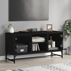 vidaXL Meuble TV avec portes en verre noir 102x37x50 cm