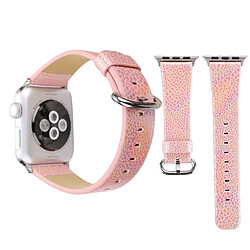 Wewoo Bracelet rose pour Apple Watch Série 3 & 2 & 1 38mm Shiny Snakeskin Pattern en cuir véritable montre