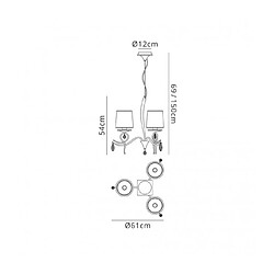 Luminaire Center Suspension abats jours Louise Chrome poli 3 ampoules 65cm