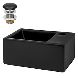 ML-Design Lavabo céramique noir avec garniture de vidage lave-mains moderne 355x205x125 mm