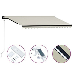 Maison Chic Store banne | Auvent rétractable de porte | Marquise Brise-soleil et capteur de vent et LED 400x300 cm Crème -GKD79007