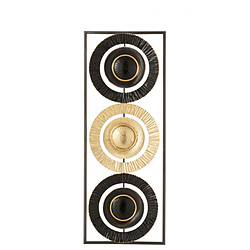 Dansmamaison Decoration Murale 3 Cercles Metal Noir/Or