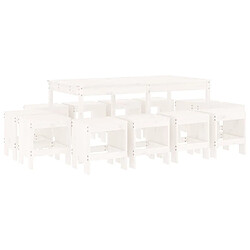 vidaXL Ensemble à manger de jardin 13 pcs blanc bois de pin massif