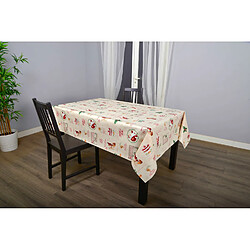 Cpm Nappe en toile cirée rectangulaire SANTA CLAUS - 140 x 250 cm - Ecru