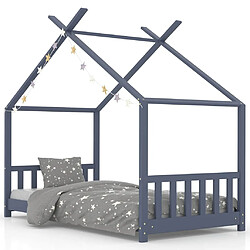 vidaXL Cadre de lit d'enfant Gris Bois de pin massif 70x140 cm