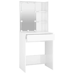 Helloshop26 Coiffeuse design contemporain avec led 60 x 40 x 140 cm blanc brillant 02_000634