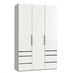 Inside 75 Armoire de rangement LISBETH 3 portes 6 tiroirs blanc 150 x 236 cm hauteur