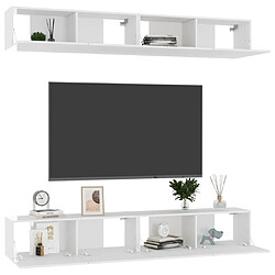 Avis Maison Chic Meubles TV 4 pcs | Banc TV Moderne pour salon | Meuble de Rangement Blanc brillant 100x30x30 cm Aggloméré -MN55720