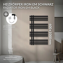 LuxeBath Iron EM Radiateur sèche-serviettes salle de bain en acier noir mat 600x1000 mm