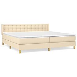 vidaXL Sommier à lattes de lit avec matelas Crème 180x200 cm Tissu