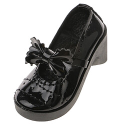 Acheter Paire De Talon Lolita Chunky à Bout Rond Chaussures Bowknot Pour 1/3 Poupées Bjd - Noir