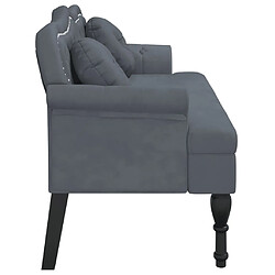 Avis vidaXL Banc avec coussins gris foncé 120,5x65x75 cm velours