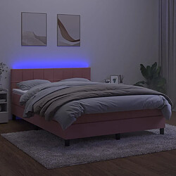 Avis Sommier à lattes et LED,Cadre à lattes de lit avec matelas pour Adulte Rose 140x200 cm -MN58607