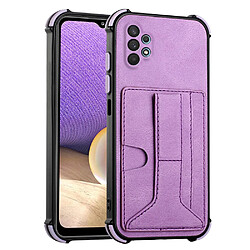 Coque en TPU + PU anti-chute, avec béquille, porte-cartes violet pour votre Samsung Galaxy A32 5G