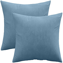 ICONIK INTERIOR Lot de 2 coussins en velours - housse et garnissage - Mesmal Bleu clair