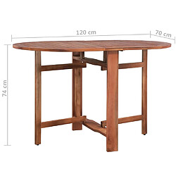 vidaXL Table de jardin 120x70x74 cm Bois d'acacia massif pas cher