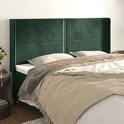 Maison Chic Tête de lit moderne avec oreilles pour chambre - Décoration de lit Vert foncé 163x16x118/128 cm Velours -MN10309