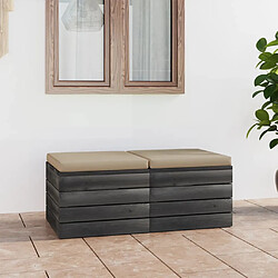 vidaXL Repose-pieds palette de jardin 2 pcs avec coussins Bois de pin 