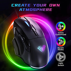 Acheter Souris de jeu filaire Aula F815 RGB 12800dpi avec 7 boutons Noir