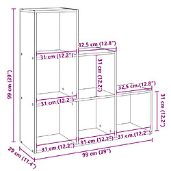 vidaXL Étagère séparatrice de pièce à 3 niveaux gris béton 99x29x99 cm pas cher