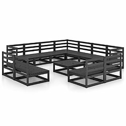 Maison Chic Salon de jardin 12 pcs - Table et chaises d'extérieur - Mobilier/Meubles de jardin Moderne noir bois de pin massif -MN82860