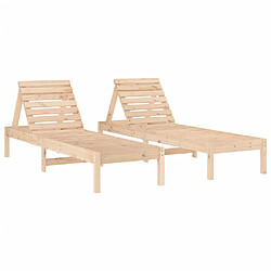 Maison Chic Lot de 2 Chaises longues | Transat Bain de soleil 199,5x60x74 cm bois massif de pin -GKD53959