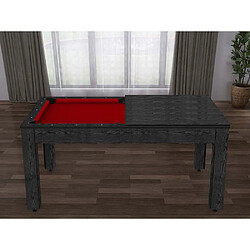 De Faugeres Billard convertible table 6 personnes Texas noir boisé et rouge (tapis)