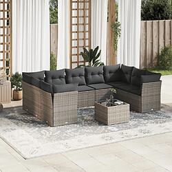 Maison Chic Salon de jardin avec coussins 10 pcs | Ensemble de Table et chaises | Mobilier d'Extérieur gris résine tressée -GKD88208