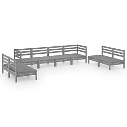 Maison Chic Salon de jardin 8 pcs - Table et chaises d'extérieur - Mobilier/Meubles de jardin Moderne Gris Bois de pin massif -MN61721