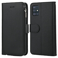 Etui en PU poche zippée en microfibre noir pour votre Samsung Galaxy A51 SM-A515