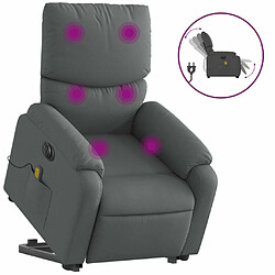 Maison Chic Fauteuil Relax pour salon, Fauteuil inclinable de massage électrique Gris foncé Tissu -GKD57039