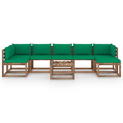 vidaXL Salon de jardin 8 pcs avec coussins vert